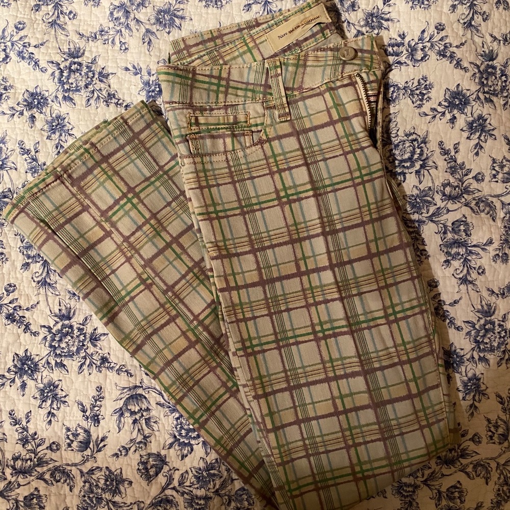 Anthropologie Pilcro green plaid jeans
